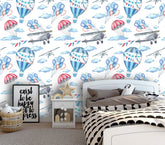 Airplane Balloon Kids Room  Wallpaper